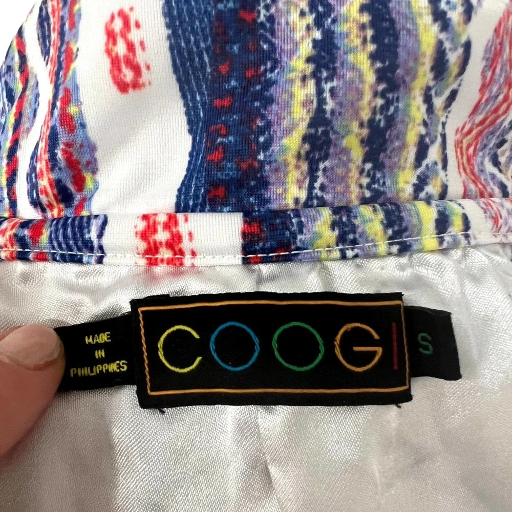 Coogi White & Multicolor Kaleidoscope Abstract Print Zip Front Jacket Small EUC - Picture 8 of 11